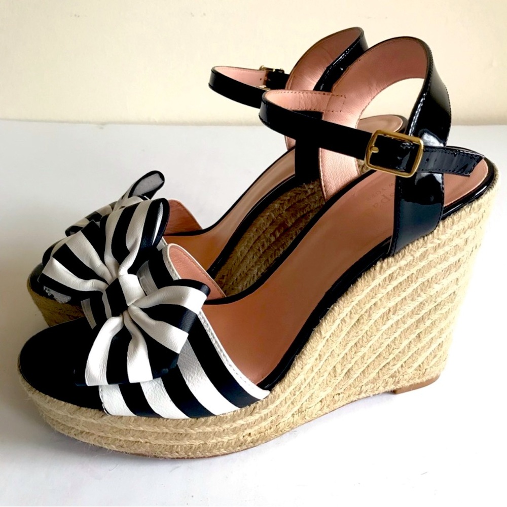 Kate Spade Darya Bow Wedge Espadrille Sandals Sz 9